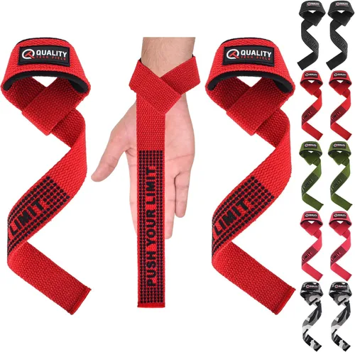 QTF Lifting Wrist Straps for Weightlifting, Gym Wrist Wraps Padded Wrist Support Wraps, Bodybuilding, Powerlifting, Deadlifting and Secure Grip
