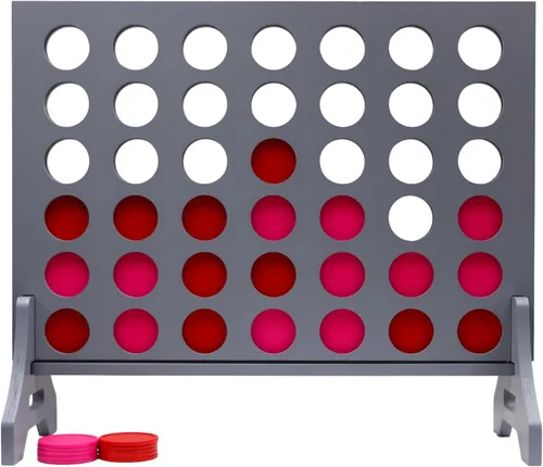 Miniatura 60 de Juego gigante 4 en una fila para familia y adultos – Tailgating Pros Jumbo de madera gris cuatro en una fila juego de patio para interiores