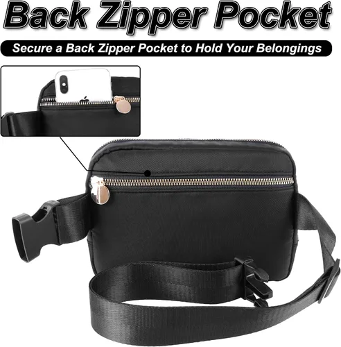 Miniatura 3 de Bolsa de cinturón para niñas y mujeres, bolsas cruzadas, riñonera, riñonera personalizada, Negro, Small