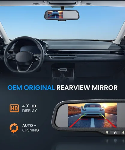 Miniatura 4 de Auto-Vox Cámara de respaldo de espejo retrovisor: Cámara de respaldo inalámbrica OEM HD de 4.3 '' con sistema de visualización inteligente
