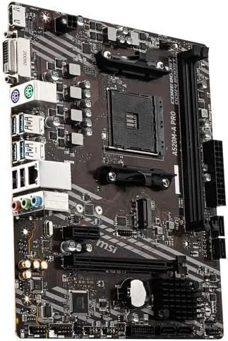 MSI A520M-A PRO Placa base para gaming (AMD Ryzen 5000, AM4, DDR4, PCIe 3.0, SATA 6Gb/s, M.2, USB 3.2 Gen 1, DVI/HDMI, Micro-ATX)