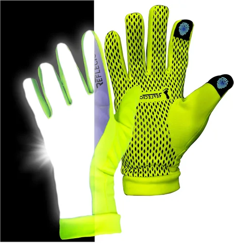 Miniatura 10 de ReflecToes Guantes de correr reflectantes de invierno - Guantes cálidos compatibles con pantalla táctil - Forro polar térmico - Guantes de alta