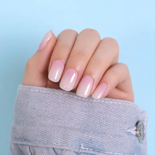 Miniatura 30 de DANNI & TONI Tiras de uñas de gel semicuradas, color rosa champán, ojos de gato, 28 calcomanías de regalo para mujer Aqua Ripple