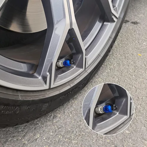 Miniatura 4 de SINGARO Tapón de válvula de neumático de aluminio, cubierta de vástago de válvula de neumático de automóvil impermeable y a prueba de polvo, azul
