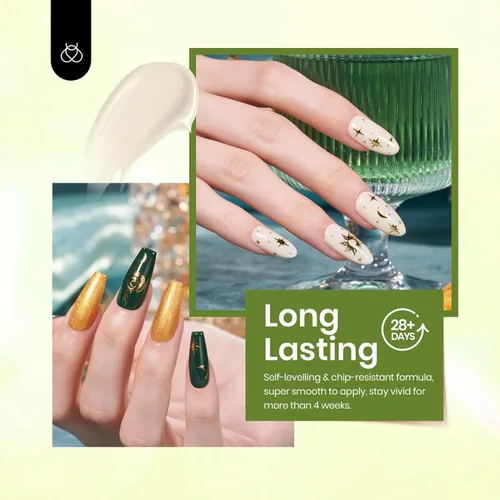 Miniatura 3 de Beetles Esmalte de uñas en gel de 6 colores, diseño de serpiente en verde oscuro, blanco, negro, dorado, esmalte de uñas en gel de invierno