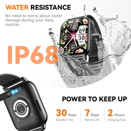 Miniatura 6 de Reloj inteligente para mujer, reloj inteligente rastreador de actividad física con llamadas Bluetooth y control de voz AI, pantalla HD de 1.85
