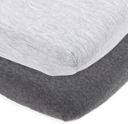 Pack and Play Sheets Compatible con Graco Pack n Play y otros protectores de colchón de corral de 27 x 39 pulgadas, color gris jaspeado, paquete de