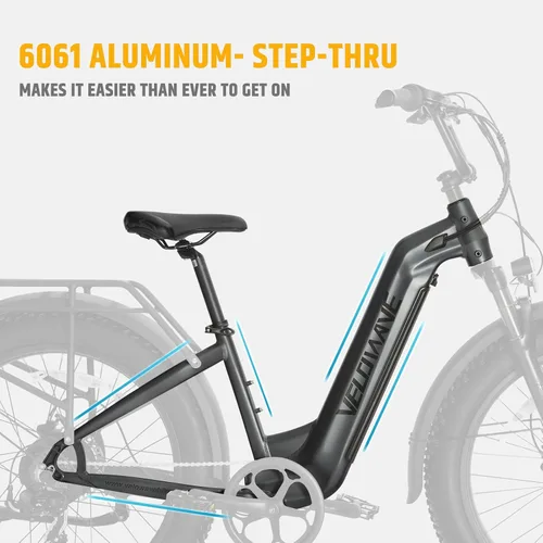 Miniatura 8 de VELOWAVE Bicicleta eléctrica de 26 pulgadas con neumático grueso Ebike eléctrica para adultos con 750 W (pico 1000 W) motor sin escobillas 48 V 15