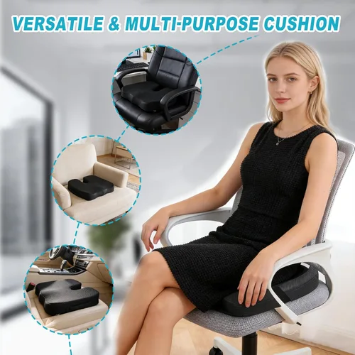 Miniatura 6 de Cojín de espuma viscoelástica para aliviar el dolor de ciática y coxis – Cojín ergonómico para silla de oficina, cojín de coxis para el dolor