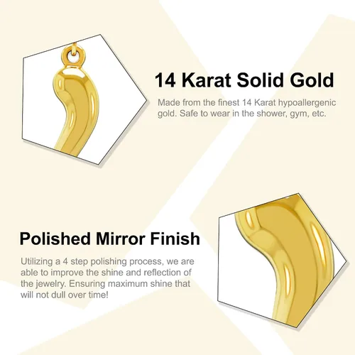 Miniatura 2 de CA CHARMAMERICA Gold Italian Horn Charm - 1410 Karat Solid Gold - Dangle Charm - Cornicello Charm Pendant