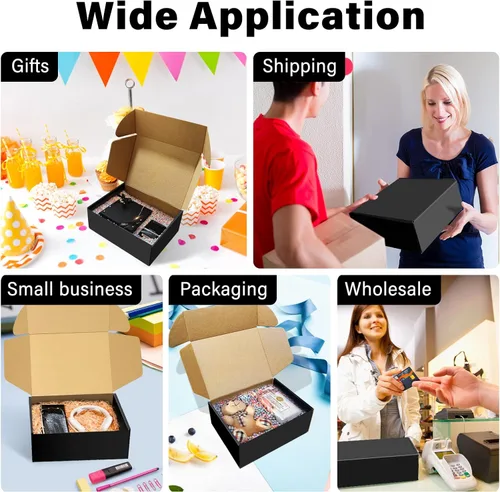 Miniatura 6 de BoShahai Paquete de 30 cajas de envío negras de 9x6x4 pulgadas, cajas de correo corrugadas, cajas de embalaje para productos, caja de cartón