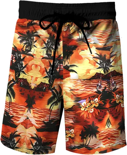 Miniatura 16 de RPOVIG Conjunto de playa a juego con camisas y pantalones cortos para hombre, ropa floral hawaiana para festival, conjuntos de 2 piezas con sombrero