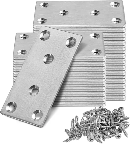 Miniatura 13 de Soporte plano de 1.575 x 0.630 x 0.079 in, soporte recto de acero inoxidable, soporte recto de metal, soporte recto negro, placa de unión