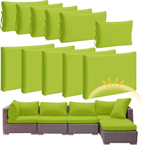 Miniatura 9 de Patelai 11 piezas de fundas impermeables para cojines de patio para muebles seccional de exterior de mimbre de ratán, sofá de patio, silla, fundas