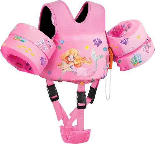 Miniatura 16 de MoKo - Chaleco de natación para niños pequeños de 6.8 a 25.4 kg, con alas de natación para charco, con correa para la entrepierna, alas de natación