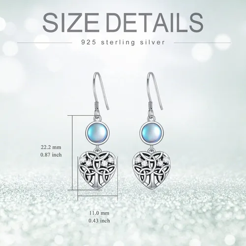 Miniatura 5 de YAFEINI Celtic Knot Earrings Sterling Silver Moonstone Filigree Flower Dangle Earrings Jewelry Gifts for Women