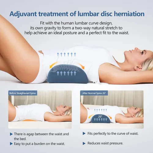Miniatura 4 de Cozyhealth Almohada de apoyo lumbar para dormir, almohada lumbar calentada con calefacción de grafeno para aliviar el dolor de espalda baja, Azul