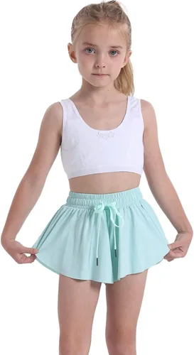 Heyielda Pantalones cortos fluidos para adolescentes y niñas, atléticos, gimnasio, correr, ciclista, pantalones cortos de mariposa para jóvenes