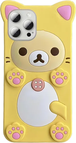 Miniatura 18 de IAIYOXI Funda de teléfono con diseño de oso de dibujos animados 3D para iPhone 13 Mini, moderna y elegante, divertido diseño de oso rosa, funda