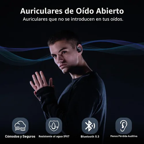 Miniatura 2 de Auriculares de oreja abierta, IPX7 impermeables, Bluetooth 5.3 True Wireless Sports Over Ear Auriculares con ganchos para los oídos, micrófono