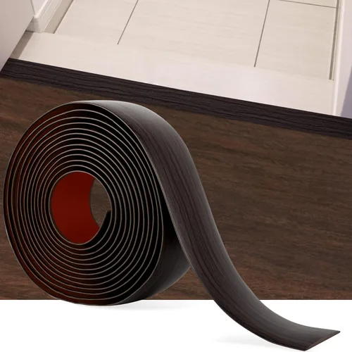 Miniatura 24 de Tira de transición de suelo de 5 pies, autoadhesiva, cubierta de vinilo, tira de transición divisora plana, diseño de grano de madera para huecos