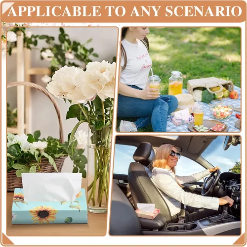 Miniatura 6 de TaoBary 24 paquetes de flores pequeñas cajas de pañuelos faciales para automóvil, paquetes de pañuelos desechables de pañuelos, cubos de pañuelos