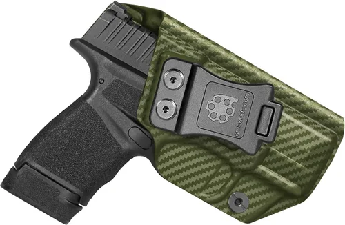 Miniatura 16 de Amberide IWB - Funda Kydex para Springfield Armory Hellcat, transporte oculto microcompacto, sin óptica/sin láser, inclinación ajustable, retención