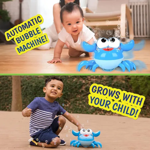Miniatura 2 de Maxx Bubbles Máquina de burbujas de cangrejo bailarín, soplador de burbujas en movimiento para niños, ilumina y reproduce música, botella