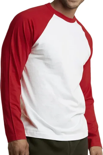 Miniatura 14 de Camiseta de béisbol raglán para hombre, de algodón, dos tonos, casual, atlética