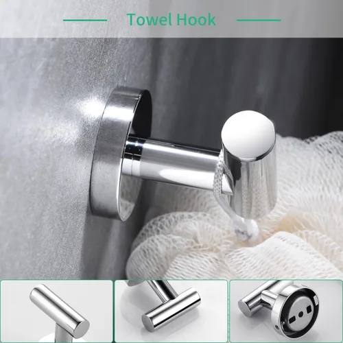 Miniatura 4 de Miyili BS01C4B - Juego de 4 piezas de accesorios de baño de acero inoxidable pulido montado en la pared, incluye toallero de 24 pulgadas, soporte