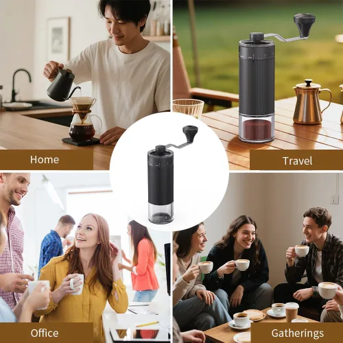 Miniatura 6 de Molinillo de café de mano, rebaba cónica para expreso, prensa francesa, vertido, doble rodamiento, capacidad de ajuste externo, 0.88 oz