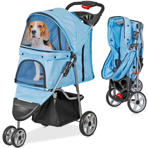 Miniatura 11 de ZENY Cochecito plegable para mascotas, cochecito para gatos/perros con 3 ruedas, carrito de paseo para mascotas, transportador de viaje para perros