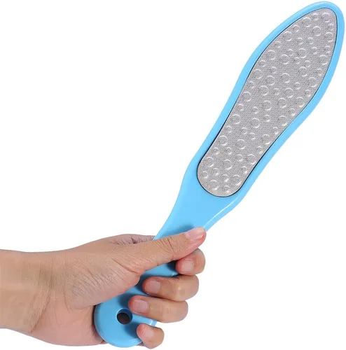 Lima de pie de doble cara, raspadora de piel muerta dura, removedor de callos pedicura, herramienta de rectificado más suave (azul)
