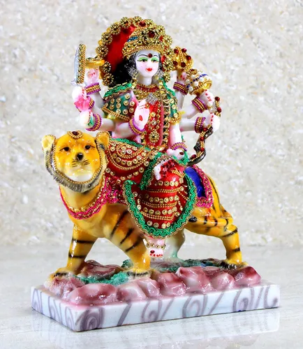 Miniatura 6 de Esplanade Maa Durga MATA Rani Murti - Estatua de ídolo para mandir del hogar, resina, 10 pulgadas, multicolor
