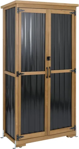 Gabinete de almacenamiento al aire libre impermeable con estantes, pequeño cobertizo de almacenamiento, gabinete de almacenamiento vertical alto