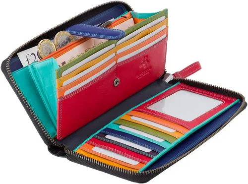 Miniatura 4 de Visconti - Cartera de mano de piel suave multicolor para mujer, Spectrum 33 (negro multicolor), Negro
