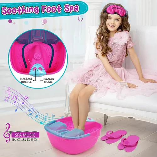 Miniatura 4 de Golray Kit de spa y uñas para niños, regalo para niñas de 5, 6, 7, 8 a 12 años, juguetes de manicura y pedicura, salón de arte, burbujas de masaje