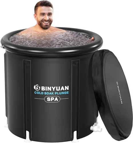 BINYUAN Bañera de hielo XL para atletas con cubierta de 99 galones, tina de inmersión fría para recuperación, piscina de baño de hielo portátil de