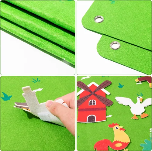 Miniatura 3 de WATINC Juego de tablas de fieltro de animales de granja para niños pequeños, 38 piezas de 3.5 pies de franela preescolar narración de historias