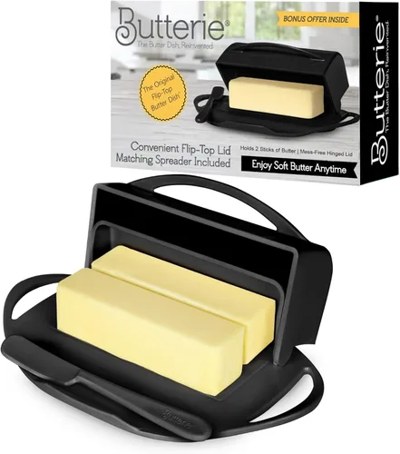 Miniatura 23 de Butterie Mantequillera con Tapa Abatible y Cuchillo a Juego, Contiene 2 Barras/Mantequilla Europea, Soporte para Mantequilla Sin Derrames