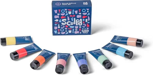 Sculpd Juego de pintura acrílica, 8 tubos de 0.7 fl oz de acrílico de color premium, cuerpo pesado y colores vibrantes, pintura sobre arcilla seca