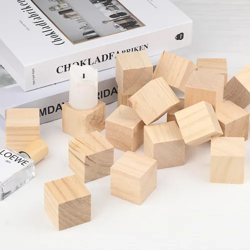 Miniatura 4 de 72 paquetes de bloques de madera para manualidades, cubos de madera de pino de 1.57 pulgadas, cubos de madera de 4 x 4 x 4 cm para pintar, estampar