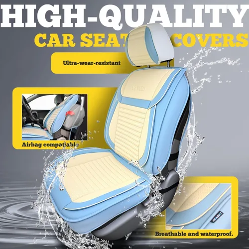 Miniatura 6 de LINGVIDO Fundas de asiento de automóvil, transpirables e impermeables, de piel sintética para autos, SUV, camiones, sedán, funda de asiento