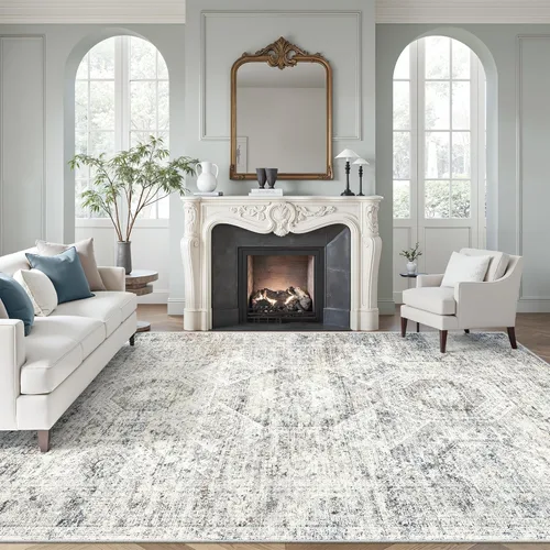 Miniatura 35 de Alfombra de pasillo Soalmost 2'6" x 10' lavable, alfombra antideslizante para cocina, baño, lavandería, alfombras vintage ultra delgadas para Beige