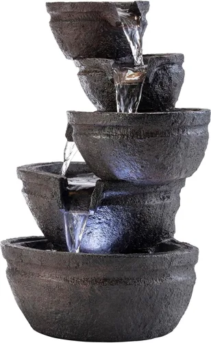 Miniatura 9 de Alpine Corporation WIN1138 - Fuente de agua de mesa para interiores de 13 pulgadas con luces LED, función de agua en cascada para el hogar, oficina