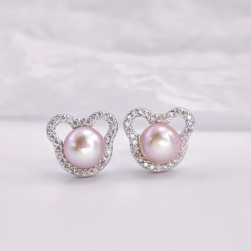 Miniatura 2 de Aretes de perlas de Mickey para mujer, plata de ley S925 y circón, perlas cultivadas de agua dulce, regalos de joyería de Mickey Mouse para mamá