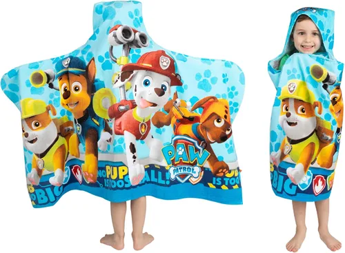 Franco Kids - Toalla con capucha de algodón suave para baño o playa, 24 x 50 pulgadas, Paw Patrol, azul Paw Patrol - Niño