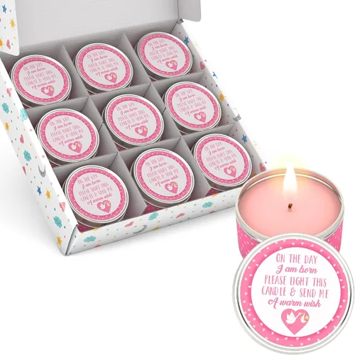 Miniatura 12 de Majestic Zen Juego de regalo de velas para baby shower, paquete de 9 velas de cera de soja perfumadas neutrales, aroma a polvo fresco para bebé, 30
