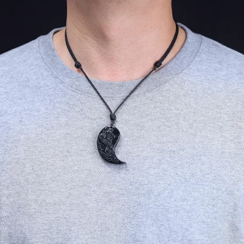 Miniatura 2 de COAI Collar de dragón y fénix, collares con colgante de Yin Yang para parejas