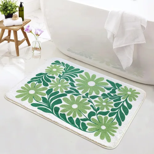 Miniatura 10 de SHIYUE Bonita alfombra de baño con diseño de flores para alfombras de baño, microfibra ultra suave y esponjosa, absorción de agua, tapete